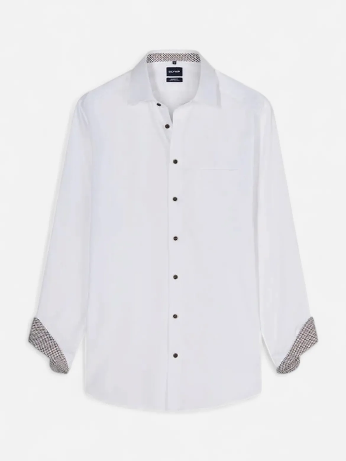 Olymp miesten kauluspaita Luxor Modern Fit Contrast Non Iron, valkoinen