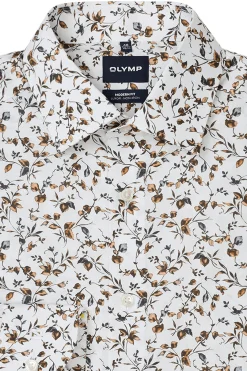 Olymp miesten kauluspaita Luxor Modern Fit Floral Non Iron +hiha, valkopohjainen kuosi