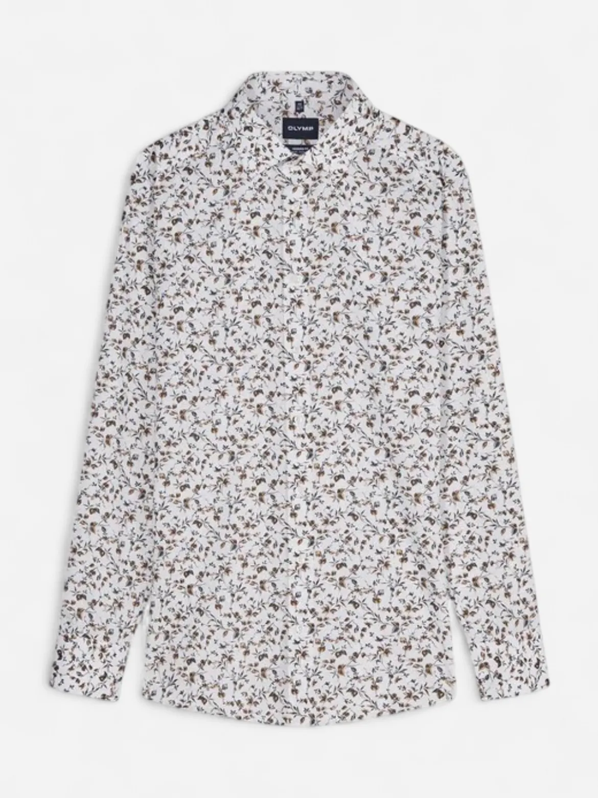 Olymp miesten kauluspaita Luxor Modern Fit Floral Print, valkopohjainen kuosi