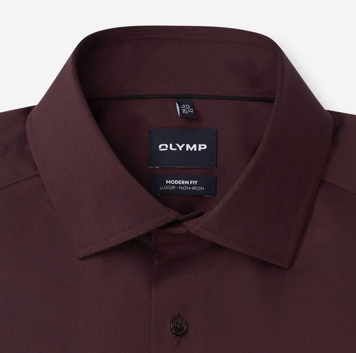 Olymp miesten kauluspaita Luxor Modern Fit Satin Non iron, tumma luumunpunainen