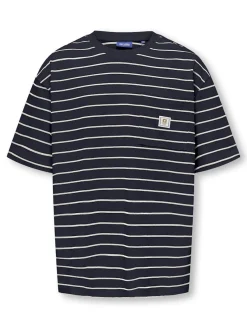 Only and Sons Junior t-paita, OSJKENGE S/S OVERSIZE TEE Raidallinen Sininen