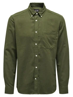 Only and Sons kauluspaita, GUDMUND SLIM SOLID Armeijanvihreä