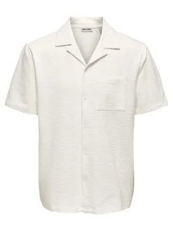 Only and Sons lyhythihainen kauluspaita ONSKIAN Life Reg Seersucker SS Tee, Cloud Dancer