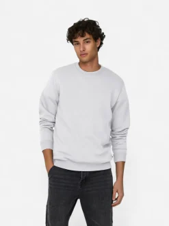 Only and Sons miesten collegepaita ONSCERES Crew Neck, vaaleanharmaa