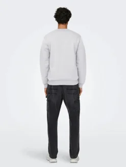 Only and Sons miesten collegepaita ONSCERES Crew Neck, vaaleanharmaa