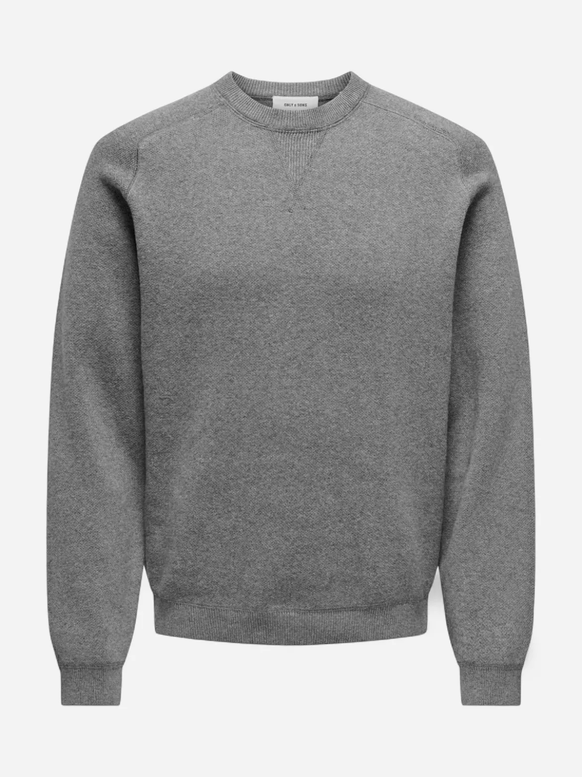 Only and Sons Miesten Collegepaita, Pin Reg Crew Neck Knit Nos Medium Grey Melange