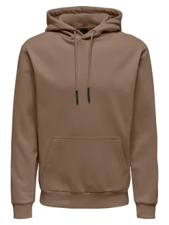 Only and Sons Miesten Huppari ONSCERES LIFE HOODIE SWEAT Ruskeanharmaa