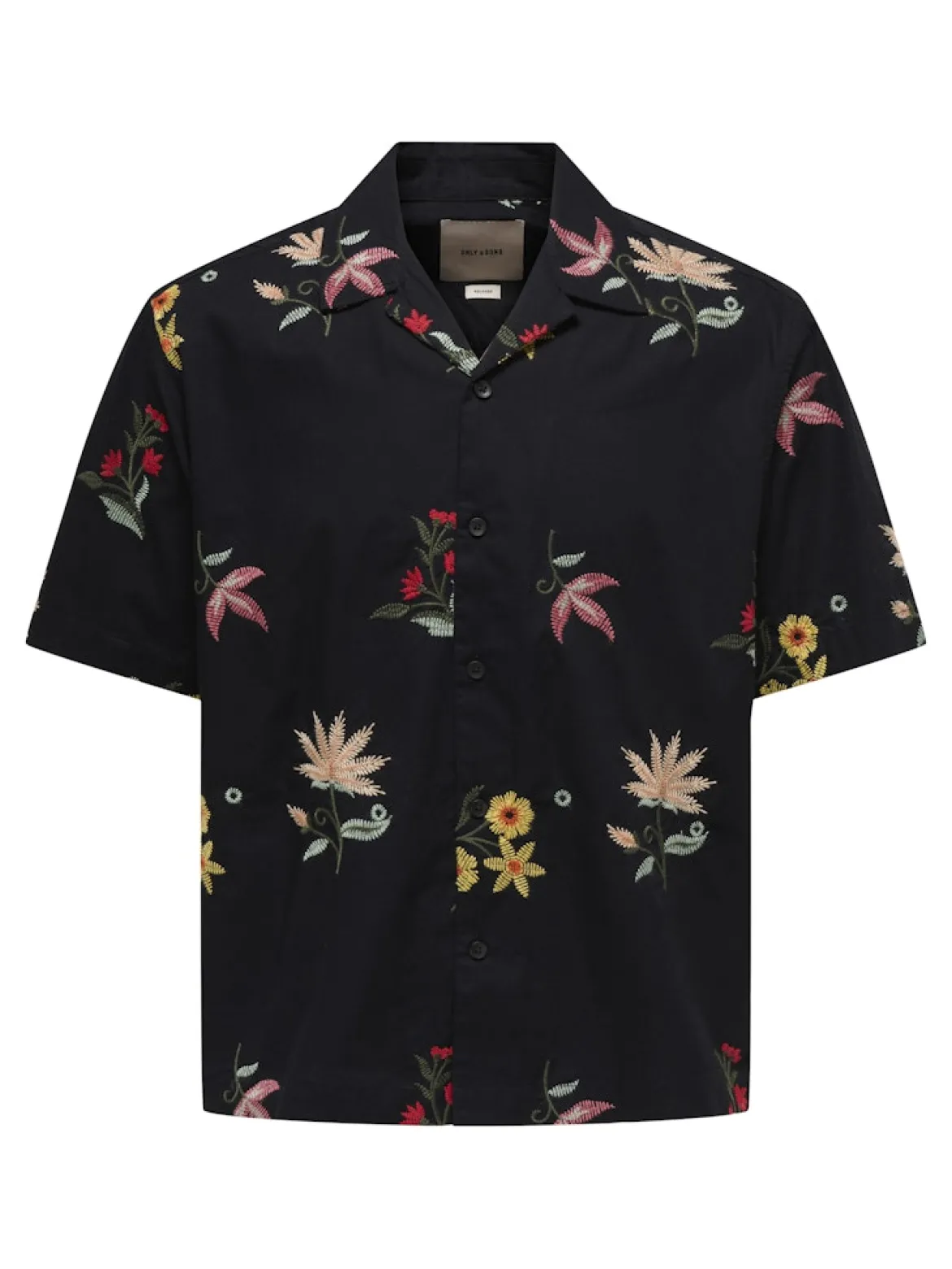 Only and Sons miesten kauluspaita Onsedward Rlx Ss Shirt, Jet Black