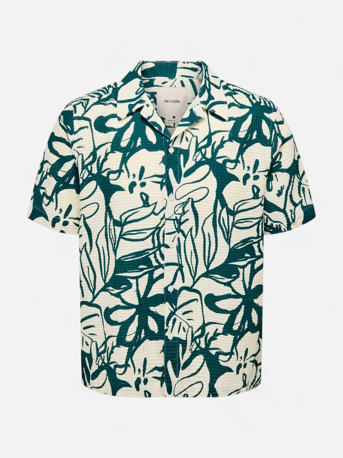 Only and Sons miesten Kauluspaita Onssavier Waffle Ss Shirt, vihreä kuosi