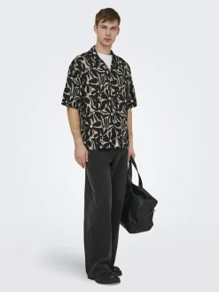 Only and Sons miesten kauluspaidat ONSHarvi RLX Resort SS, Jet Black