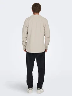 Only and Sons miesten kauluspaita, MICHAEL REG CORD SHIRT Luonnonvalkoinen