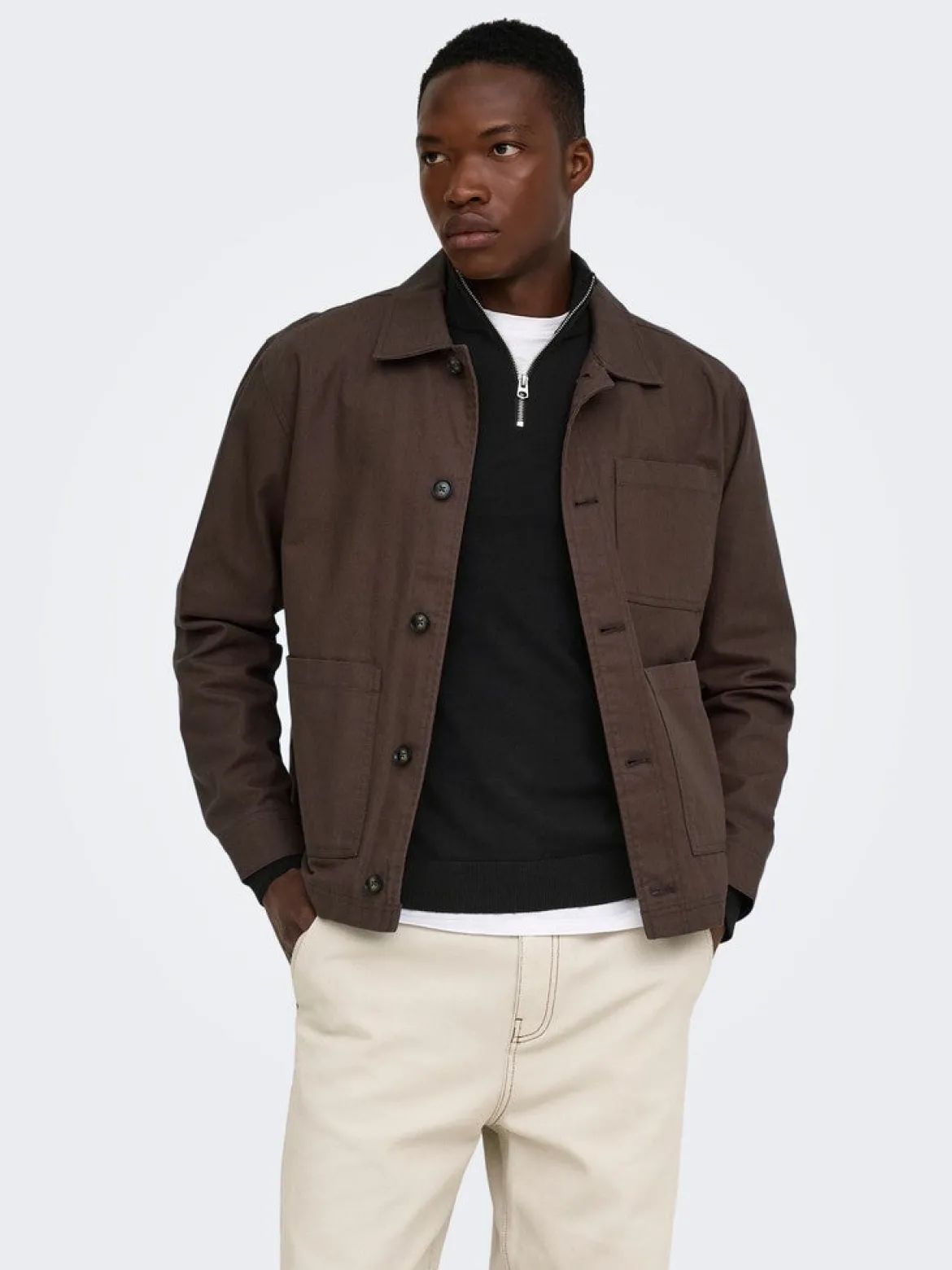 Only and Sons miesten neulepusero Alex Half Zip, musta
