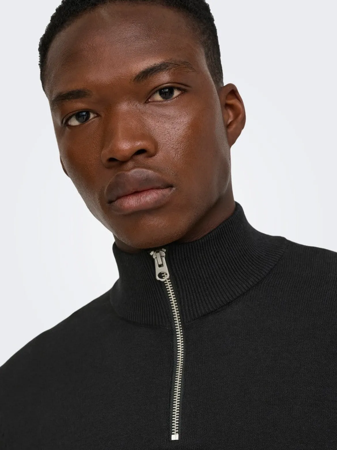 Only and Sons miesten neulepusero Alex Half Zip, musta