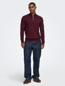Only and Sons miesten neulepusero Alex Half Zip, Port Royale