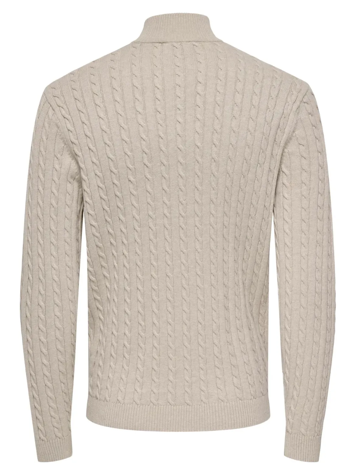 Only and Sons miesten neulepusero ONSLOUI CABEL HALF ZIP KNIT, Oatmeal Melange