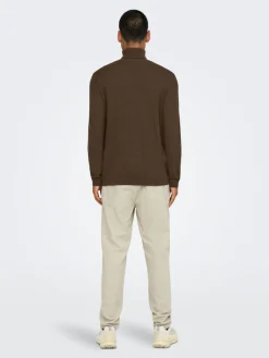 Only and Sons miesten neulepusero Loui Reg 12 Mel Roll Knit, Coffee Bean Melange