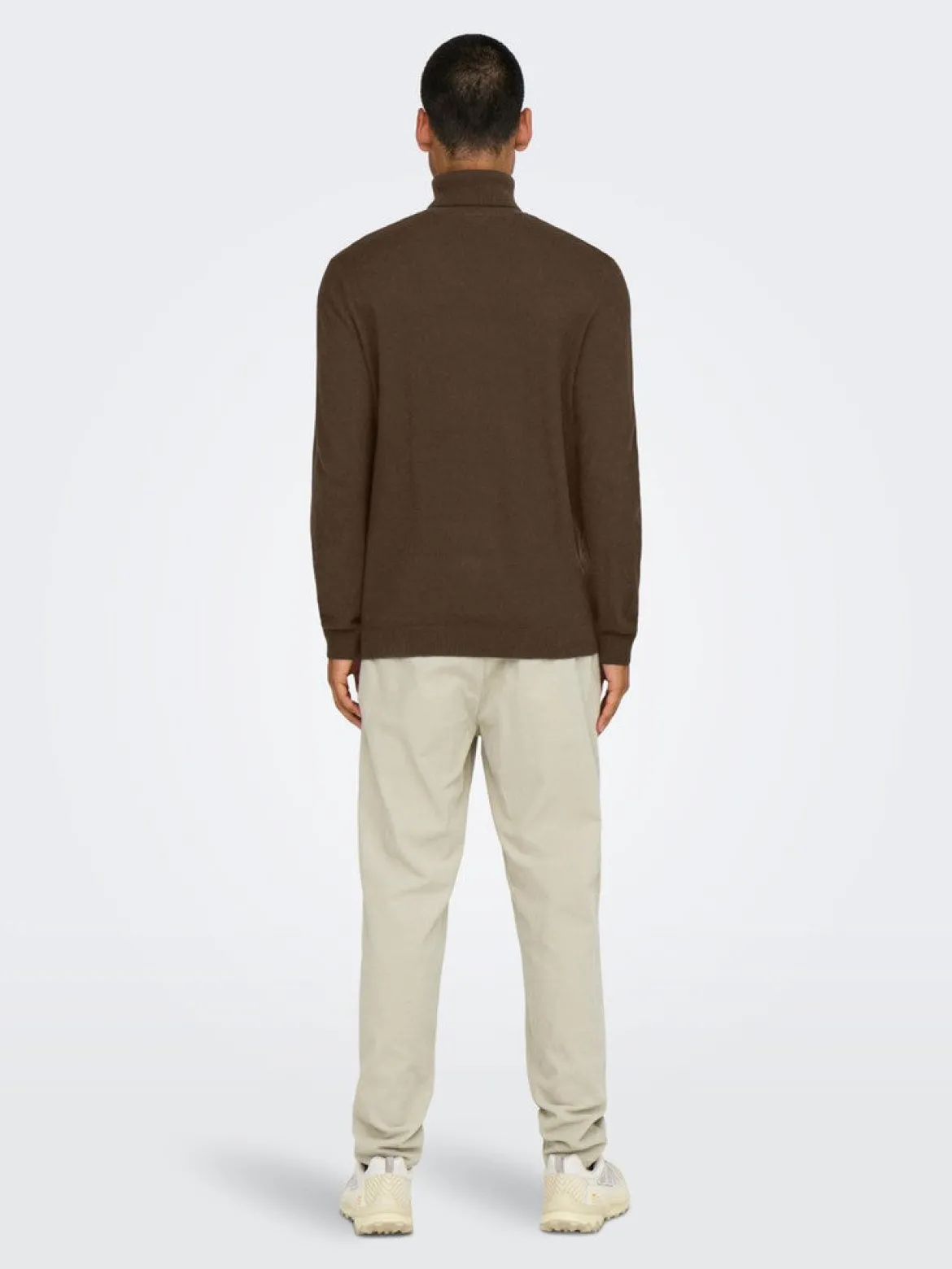 Only and Sons miesten neulepusero Loui Reg 12 Mel Roll Knit, Coffee Bean Melange