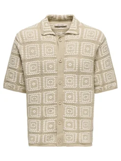 Only and Sons miesten paita Bart Rlx Ss Shirt Knit, Silver Lining Egret