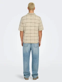 Only and Sons miesten paita Bart Rlx Ss Shirt Knit, Silver Lining Egret