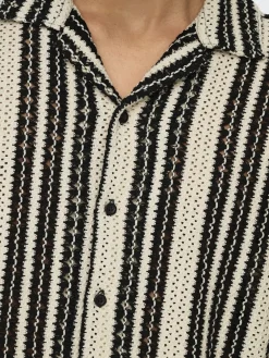 Only and Sons miesten paita ONSDani Crochet SS Shirt Noos, Cloud Dancer