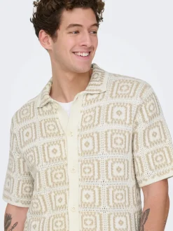 Only and Sons miesten paita Onsbart Rlx 5 Ss Shirt Knit H, Egret W. Silver Lini