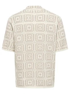 Only and Sons miesten paita Onsbart Rlx 5 Ss Shirt Knit H, Egret W. Silver Lini