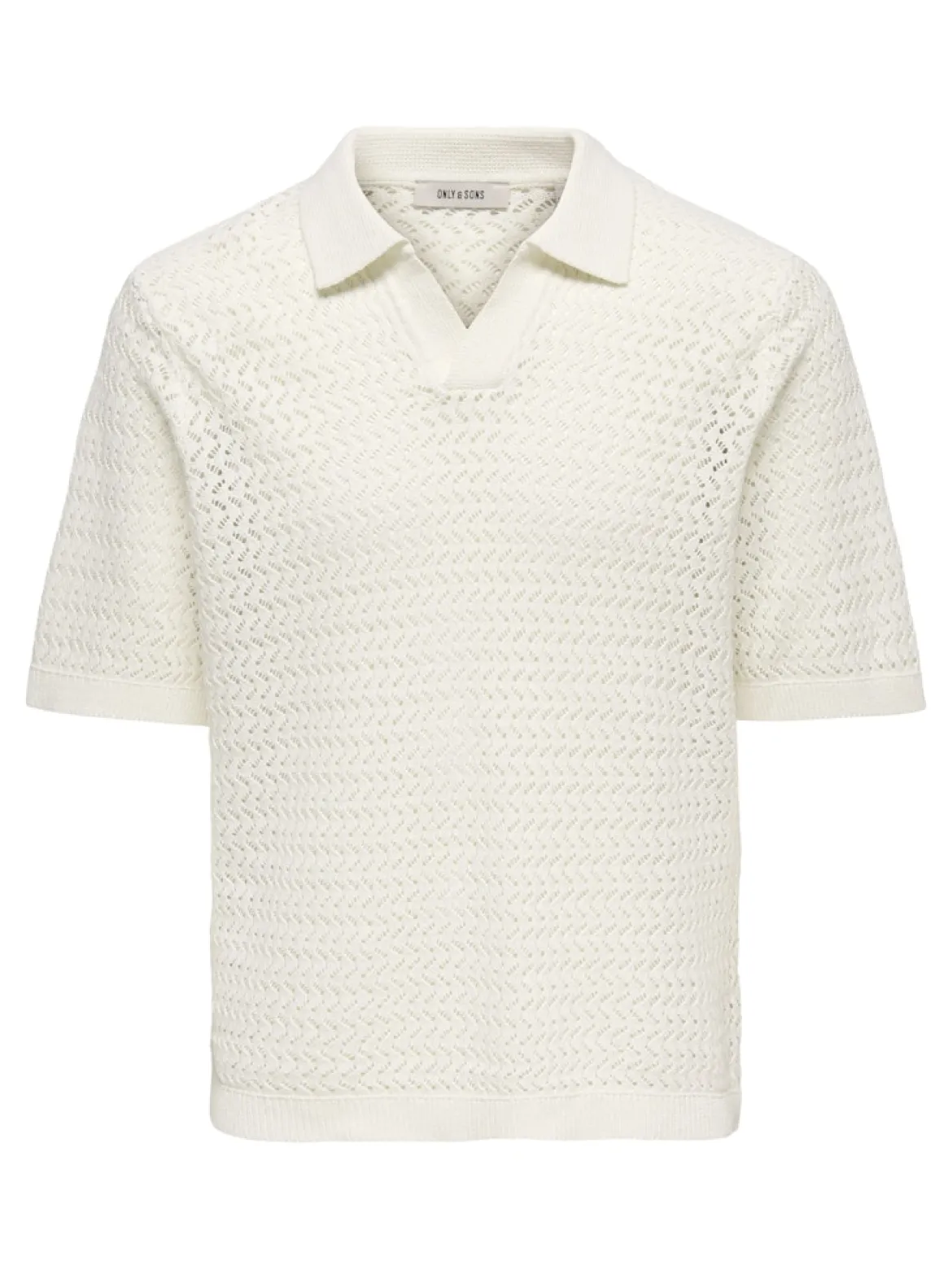Only and Sons miesten paita ONSNYLE Life Reg 5 SS Split Polo Knit, Cloud Dancer