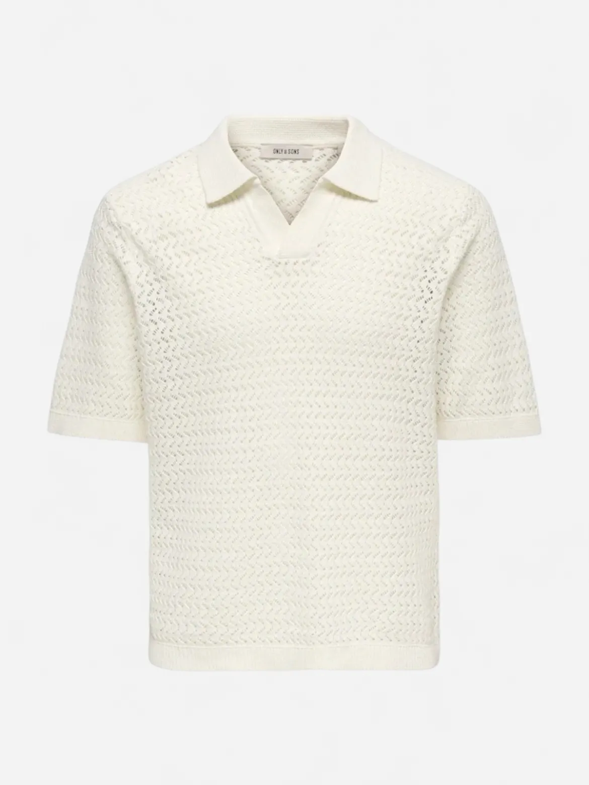 Only and Sons miesten paita ONSNYLE Life Reg 5 SS Split Polo Knit, Cloud Dancer