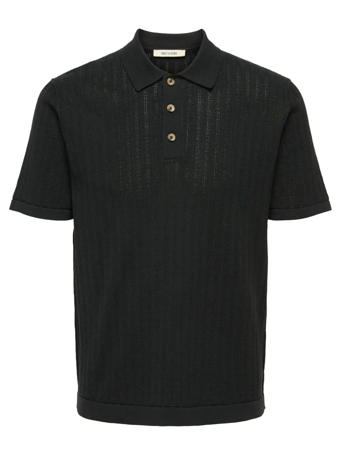 Only and Sons miesten paita ONSMOON REG 12 SS Polo Knit, musta