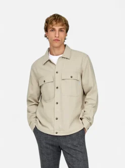 Only and Sons miesten paitatakki Onskennet LS Overshirt Noos, Silver Lining