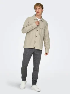 Only and Sons miesten paitatakki Onskennet LS Overshirt Noos, Silver Lining