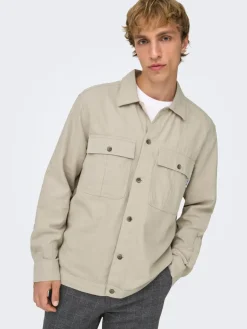 Only and Sons miesten paitatakki Onskennet LS Overshirt Noos, Silver Lining