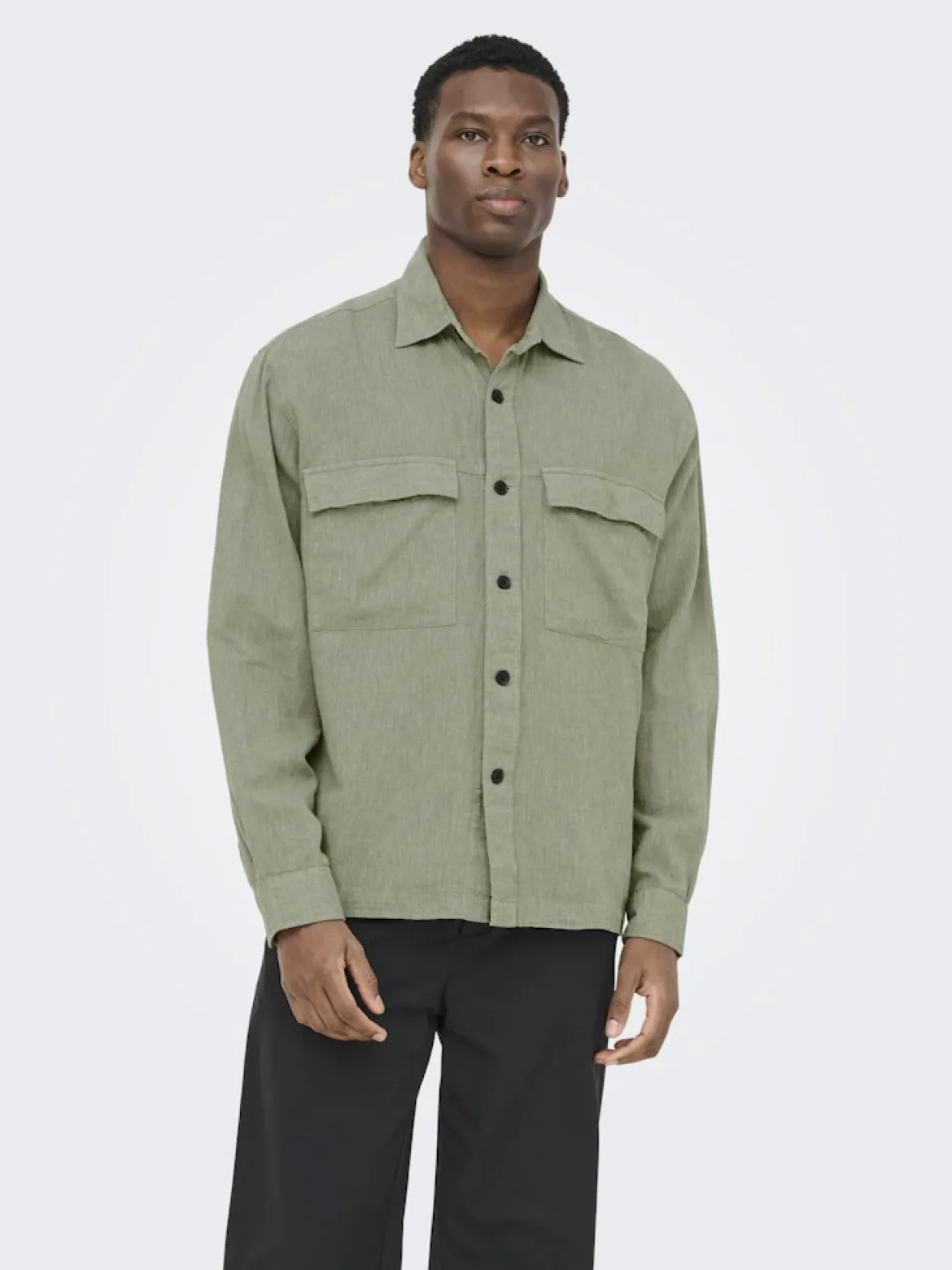 Only and Sons miesten paitatakki ONSCaiden LS Overshirt Linen Blend, Swamp