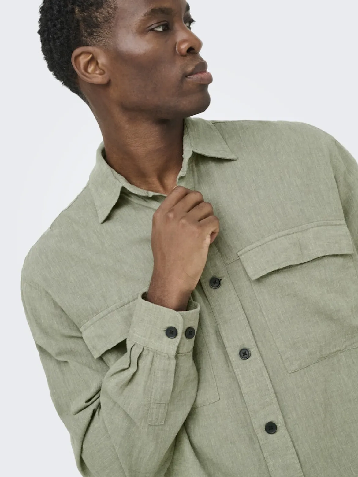 Only and Sons miesten paitatakki ONSCaiden LS Overshirt Linen Blend, Swamp