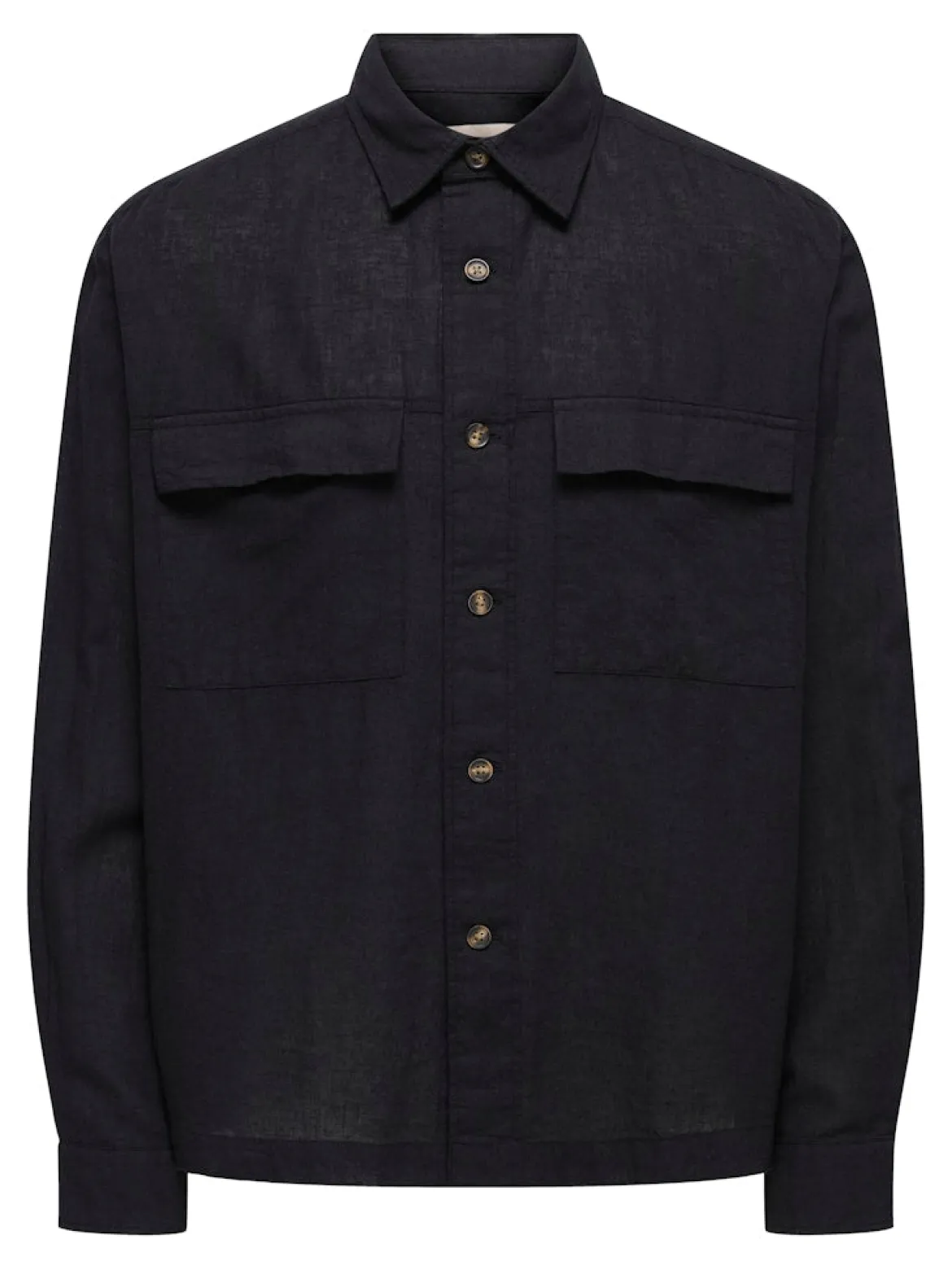 Only and Sons miesten paitatakki ONSCAIDEN LS Overshirt Linen Blend, musta