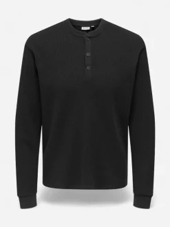 Only and Sons miesten paita, TOBIE REG HENLEY LONGSLEEVE Meteorite