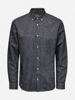 Only and Sons miesten pellavapaita Arlo Linen Shirt, Dark Navy