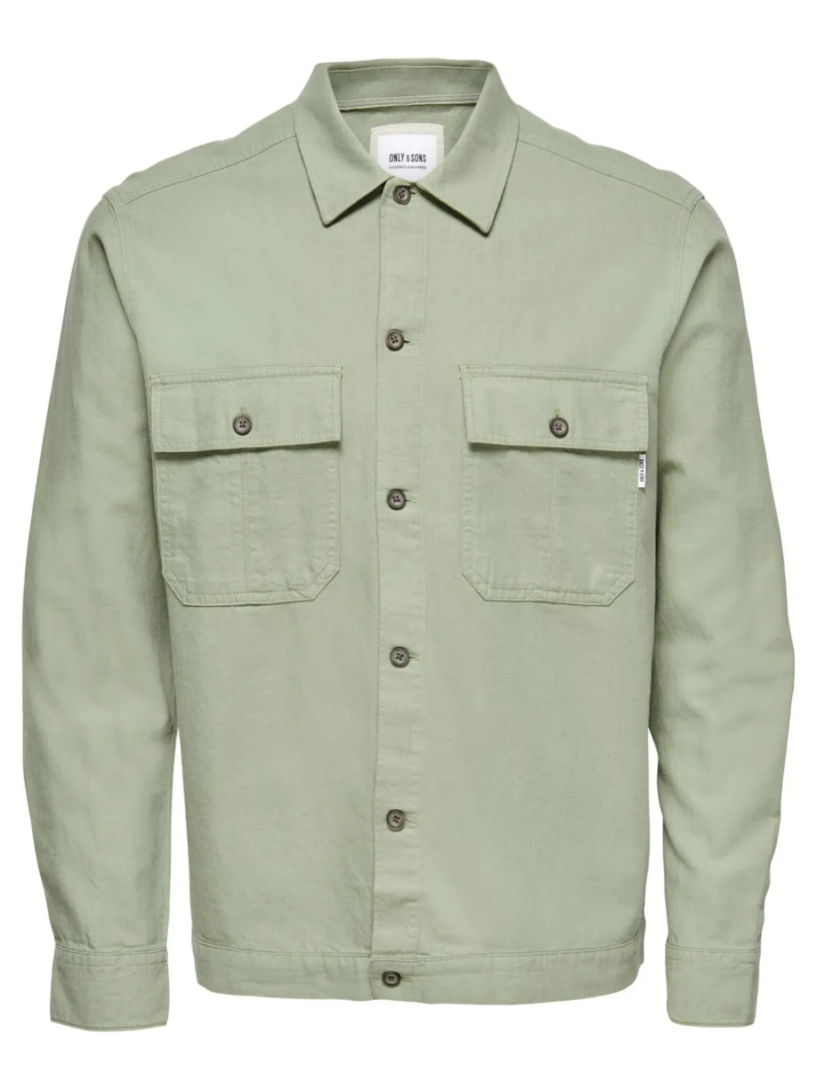 Only and Sons Miesten Pellava Paitatakki, Kenneth Overshirt Armeijanvihreä