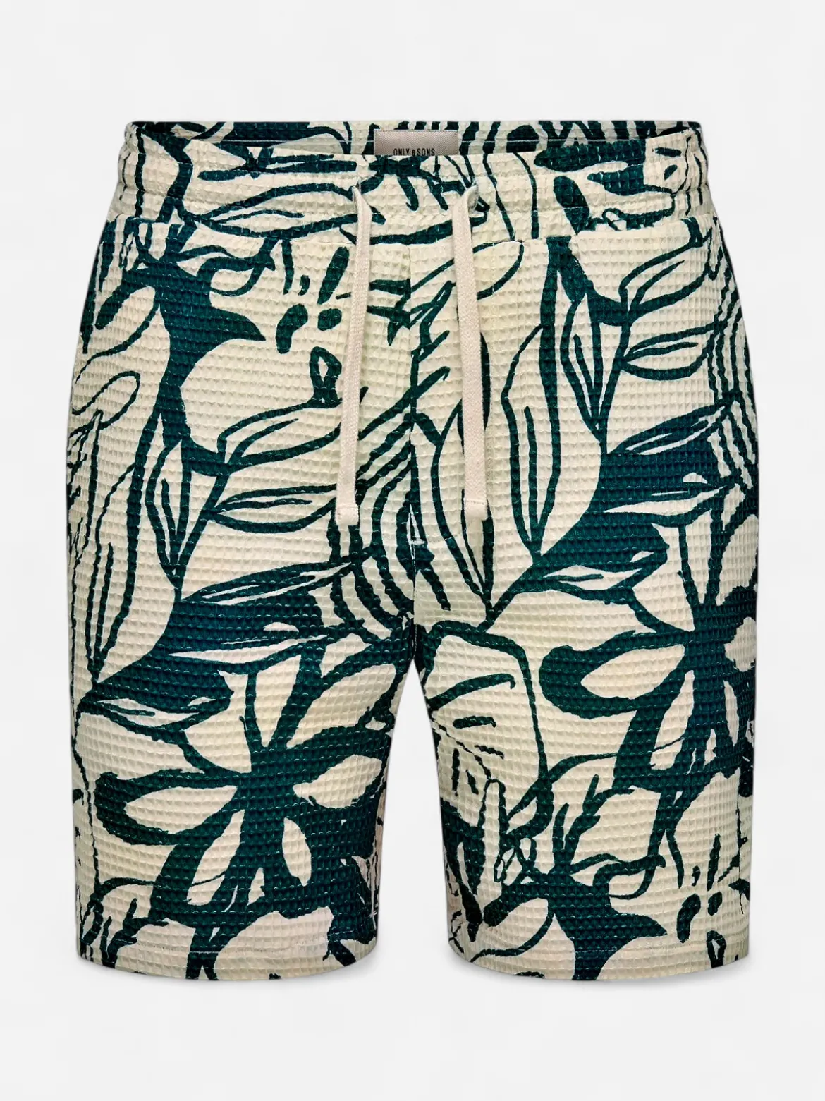 Only and Sons miesten shortsit Onstel Savier Waffle Shorts, vihreä kuosillinen