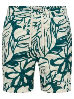 Only and Sons miesten shortsit Onstel Savier Waffle Shorts, vihreä kuosillinen