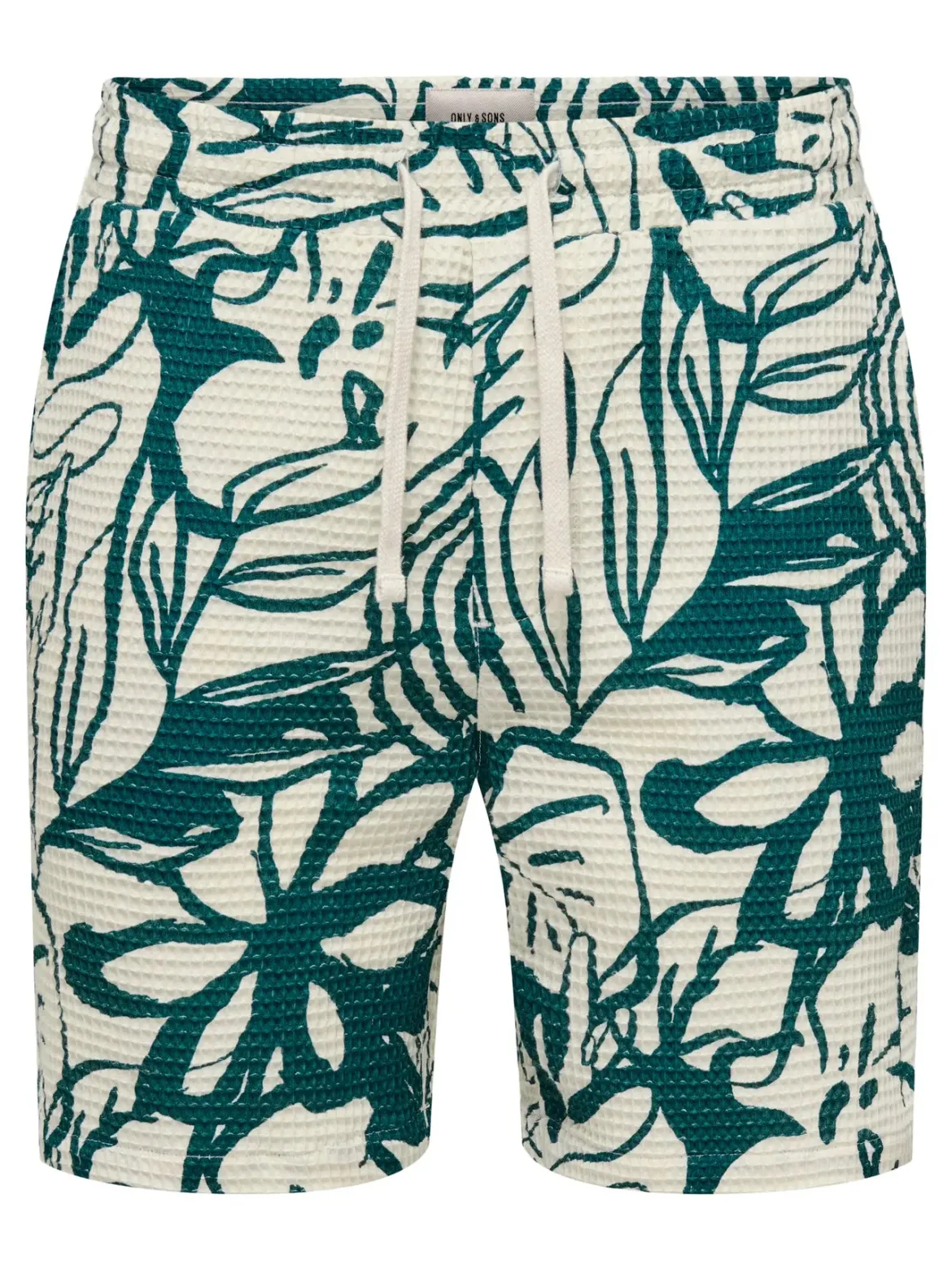 Only and Sons miesten shortsit Onstel Savier Waffle Shorts, vihreä kuosillinen