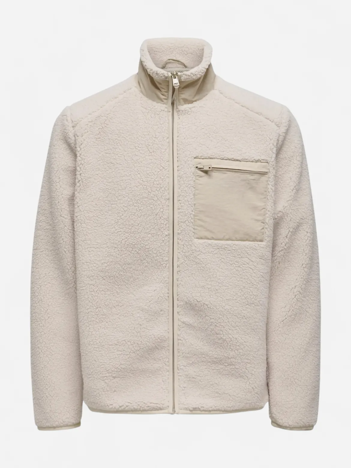 Only and Sons miesten teddytakki Dallas Sherpa Jacket, Silver Lining