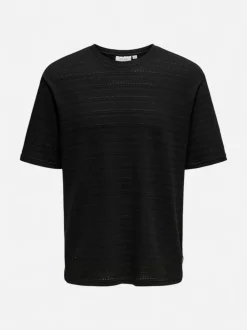 Only and Sons miesten t-paita, GIVO REG 12 SS CREW KNIT Black