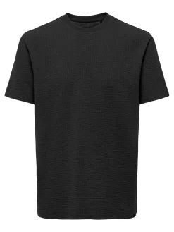 Only and Sons miesten t-paita, K KIAN REG SEERSUCKER SS TEE Black
