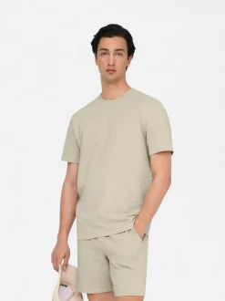 Only and Sons miesten t-paita, K KIAN REG SEERSUCKER SS TEE Silver Lining
