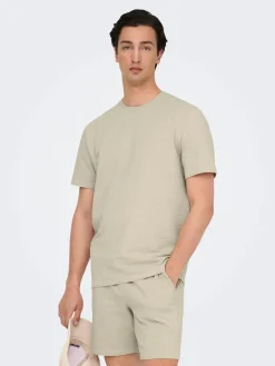 Only and Sons miesten t-paita, K KIAN REG SEERSUCKER SS TEE Silver Lining