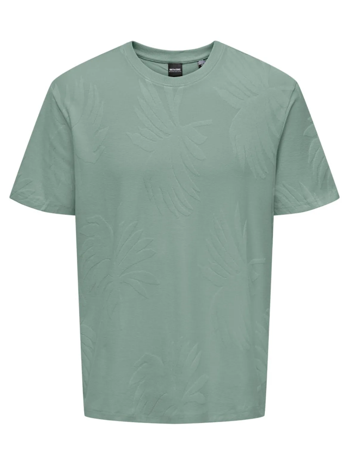 Only and Sons miesten T-paita Marco Life Palm Jacquard, Iceberg Green