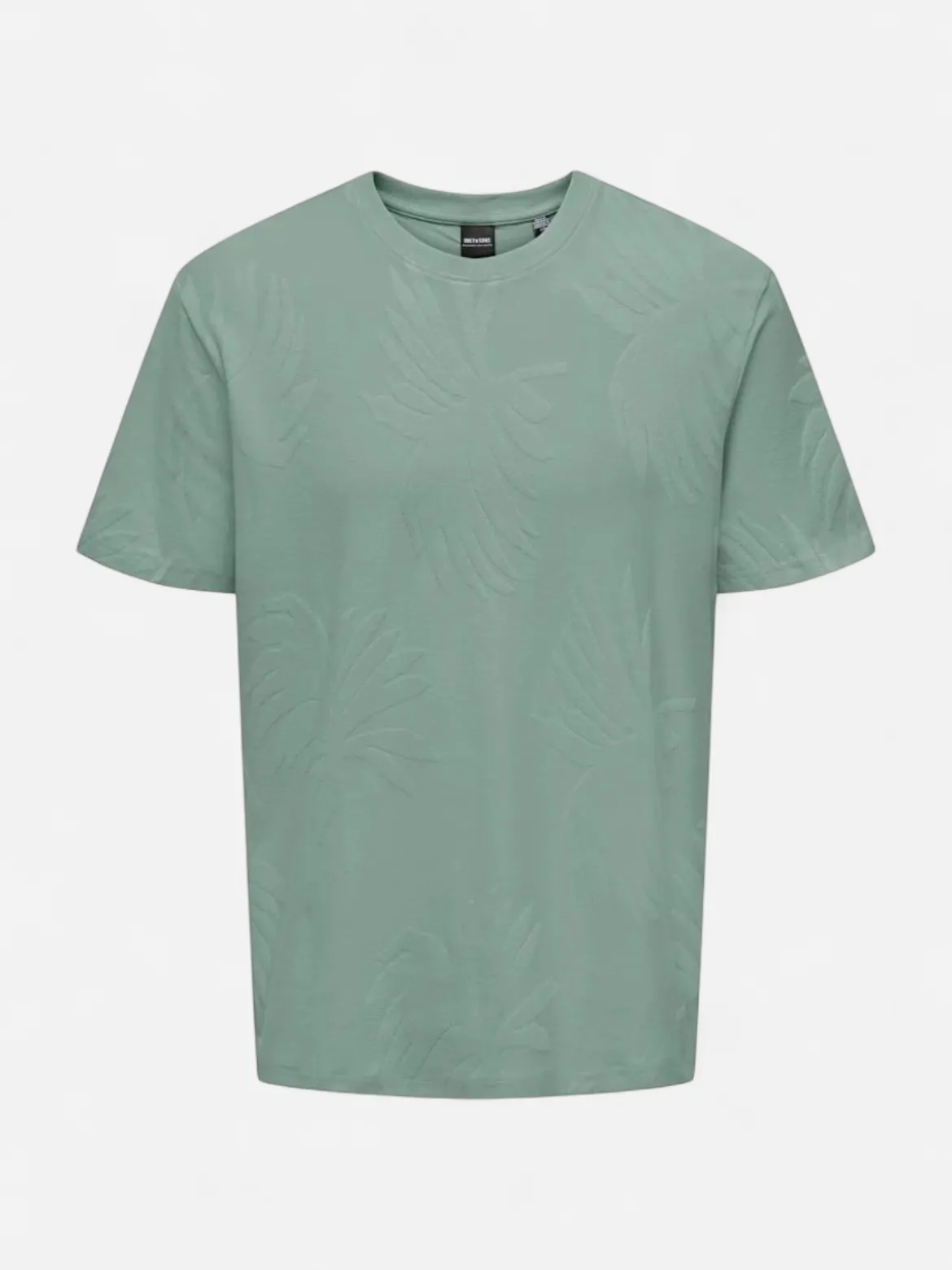 Only and Sons miesten T-paita Marco Life Palm Jacquard, Iceberg Green