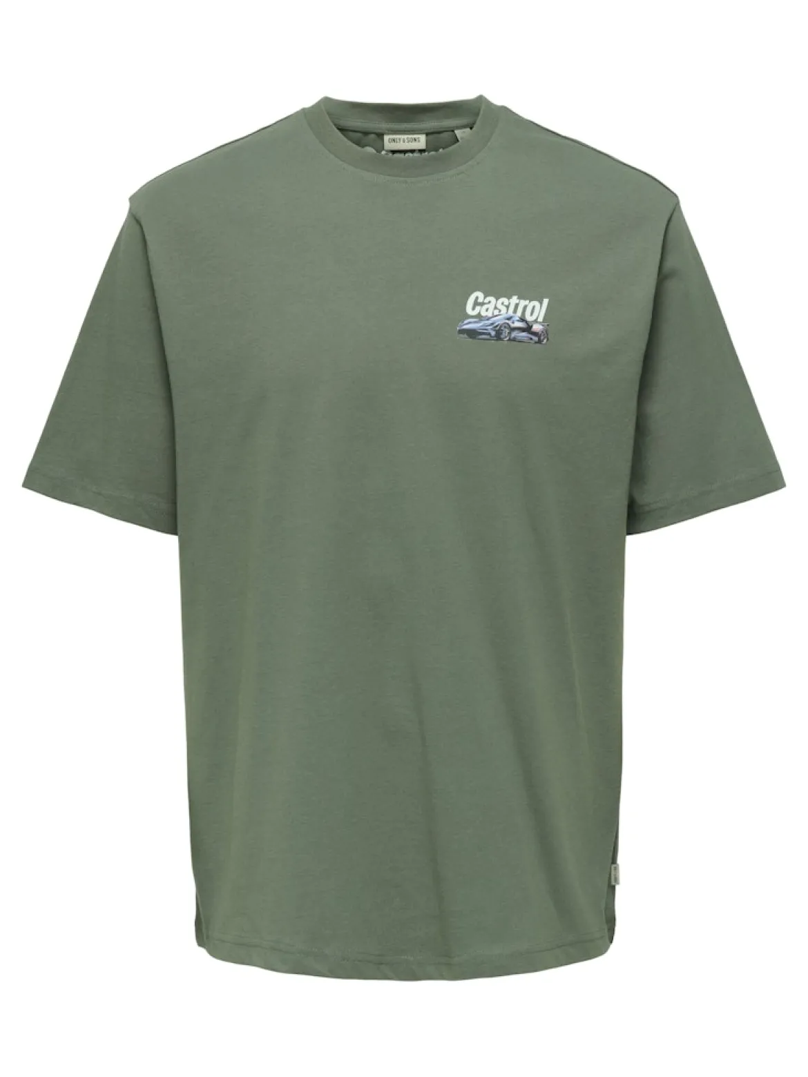 Only and Sons miesten t-paita ONSCastrol Life RLX SS Lic Tee, Castor Gray Supercar