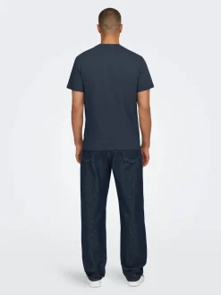 Only and Sons miesten T-paita Onsmax Life Ss Stitch Tee Noos, Blue Nights